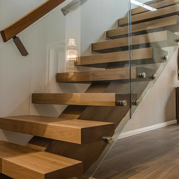 Centre timber beam stairs installed by Rataul Stairs in Ballarat